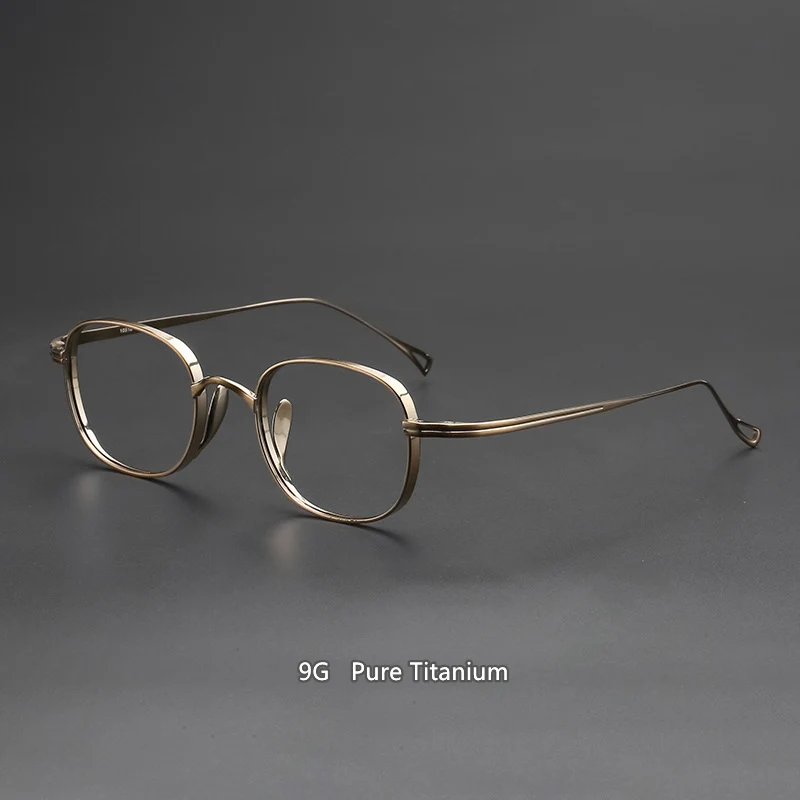 9g Ultra Light Pure Titanium Frame Japanese Vintage Distressed Oval for Male and women design as KameManNen KMN114