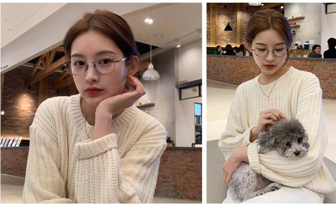 9g Ultra Light Pure Titanium Frame Japanese Vintage Distressed Oval for Male and women design as KameManNen KMN114