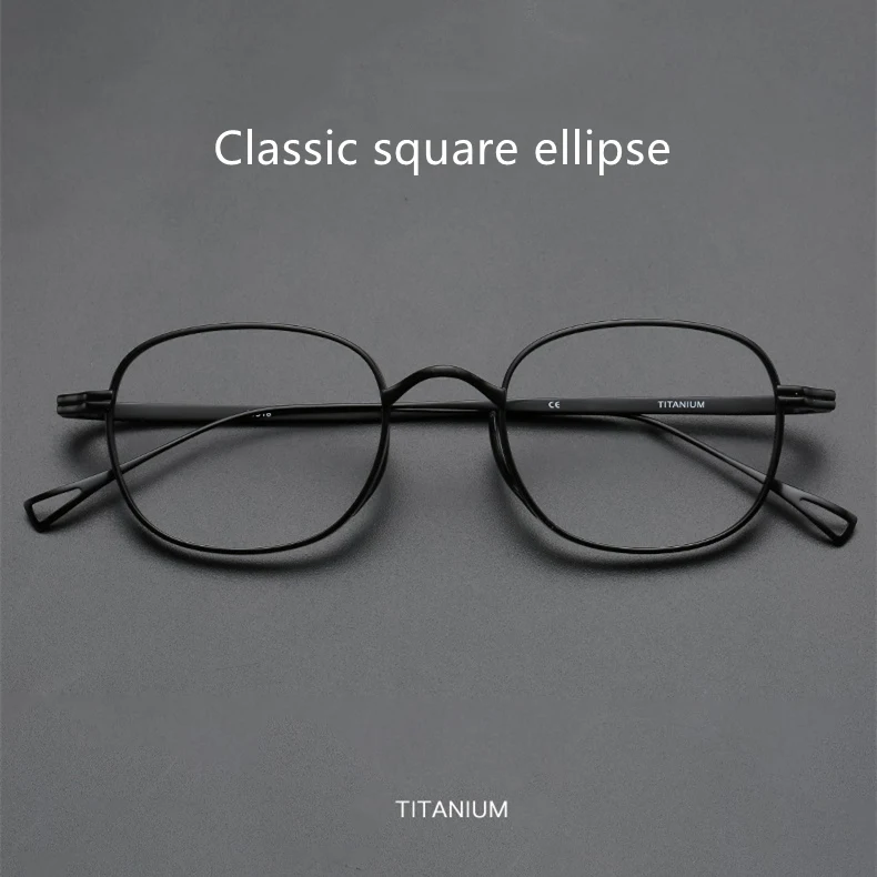 9g Ultra Light Pure Titanium Frame Japanese Vintage Distressed Oval for Male and women design as KameManNen KMN114