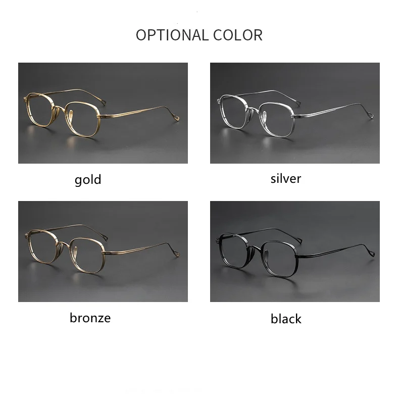9g Ultra Light Pure Titanium Frame Japanese Vintage Distressed Oval for Male and women design as KameManNen KMN114
