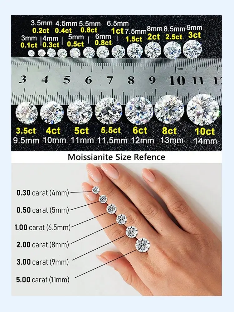 Shiny 0.5ct-1ct Real Moissanite Diamond Engagement Ring for Women Wedding Rings Fashioned Luxury Quality Jewelry
