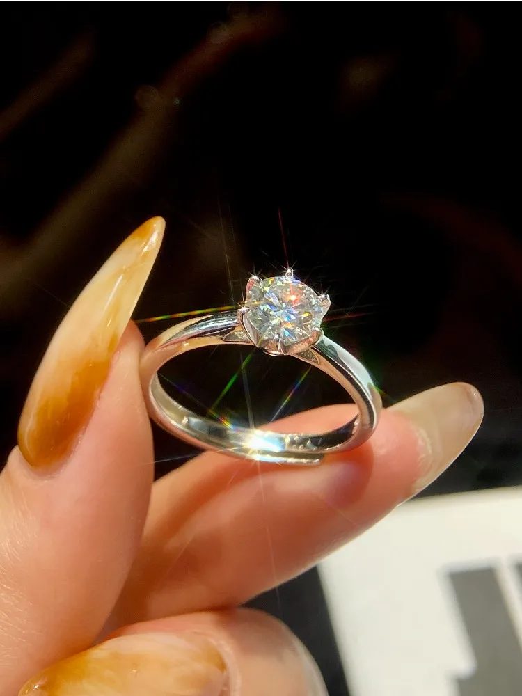 Shiny 0.5ct-1ct Real Moissanite Diamond Engagement Ring for Women Wedding Rings Fashioned Luxury Quality Jewelry