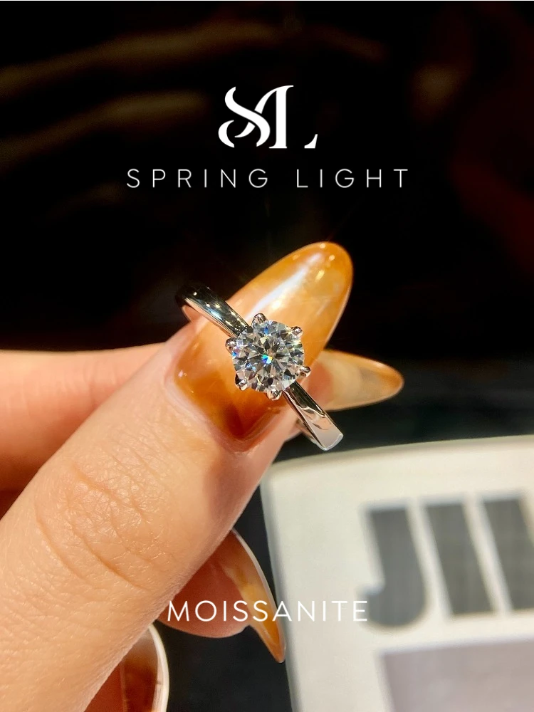 Shiny 0.5ct-1ct Real Moissanite Diamond Engagement Ring for Women Wedding Rings Fashioned Luxury Quality Jewelry