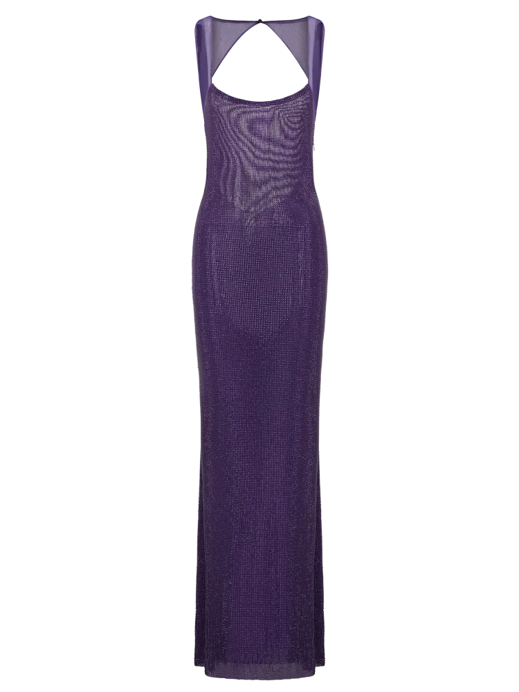 Sexy Square Collar Mesh Patchwork Diamonds Long Dress Women Backless Shiny Rhinestone Slim Dresses Evening Party Cocktail Gowns