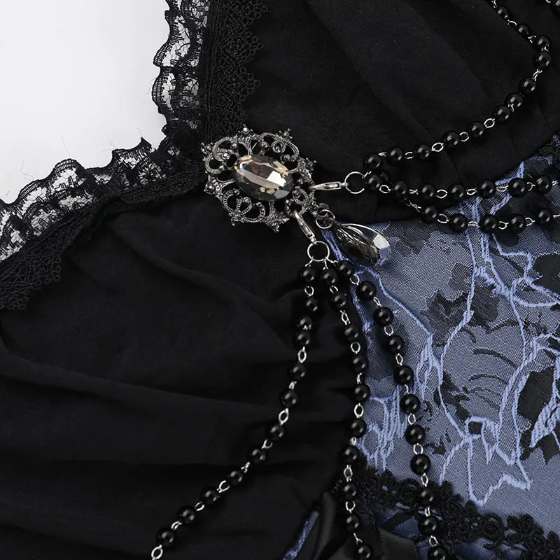 AltGoth Dark Gothic Lolita Dress Women Harajuku Streetwear Aesthetic Fairy Grunge Lace Patchwork Bandage Corset Dress Partywear