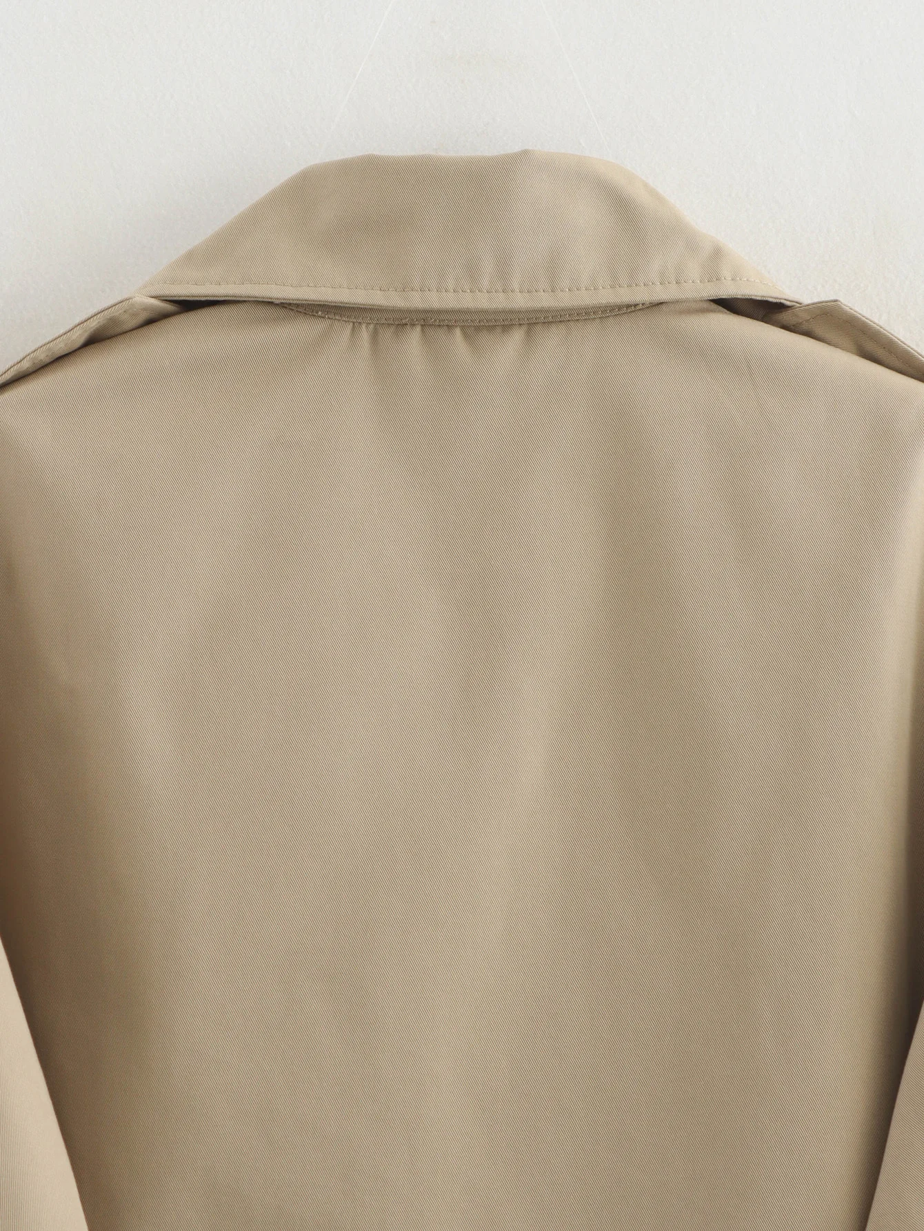 YENKYE New Autumn Women Solid Cropped Trench Coat Vintage Double Breasted Long Sleeve Short Jacket Lapel Collar Windbreaker
