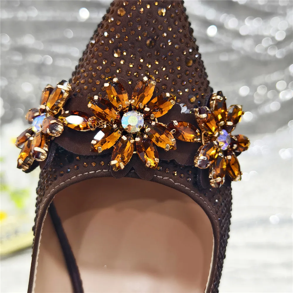 New Fashion Pointed Toe Shoes Heels Elegant Italian Woman Wedding for Party Shoes Women Party Pumps Decorated with Rhinestone