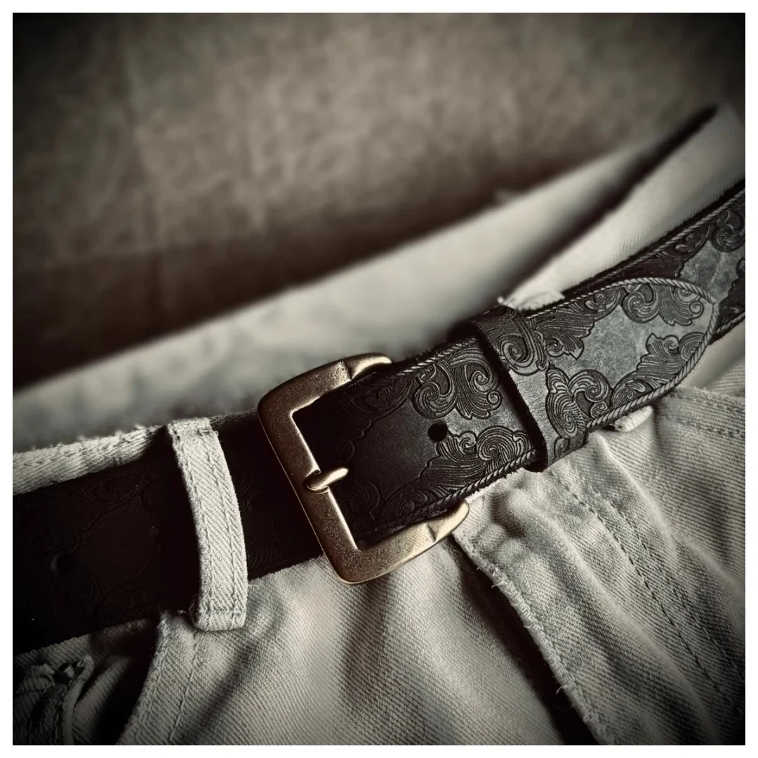 Genuine Leather Men's Belt Luxury Designer Strap Male Fashion Pure Copper Buckle Wild Classic Retro High Quality Jeans Soft Belt