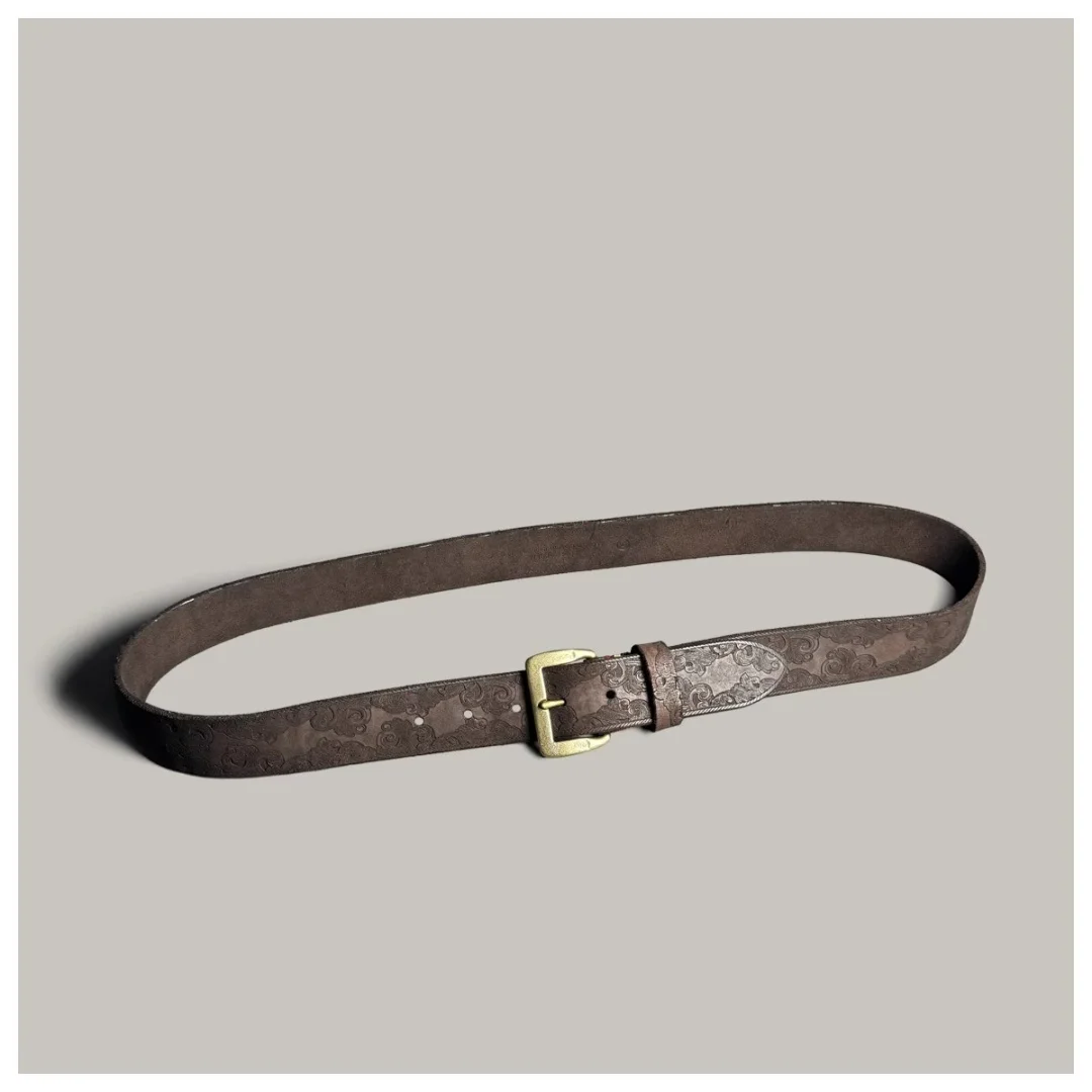 Genuine Leather Men's Belt Luxury Designer Strap Male Fashion Pure Copper Buckle Wild Classic Retro High Quality Jeans Soft Belt