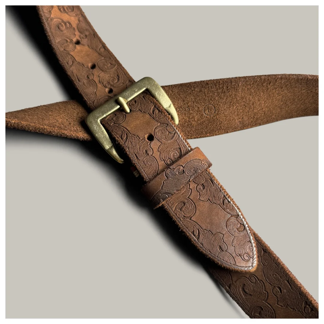 Genuine Leather Men's Belt Luxury Designer Strap Male Fashion Pure Copper Buckle Wild Classic Retro High Quality Jeans Soft Belt