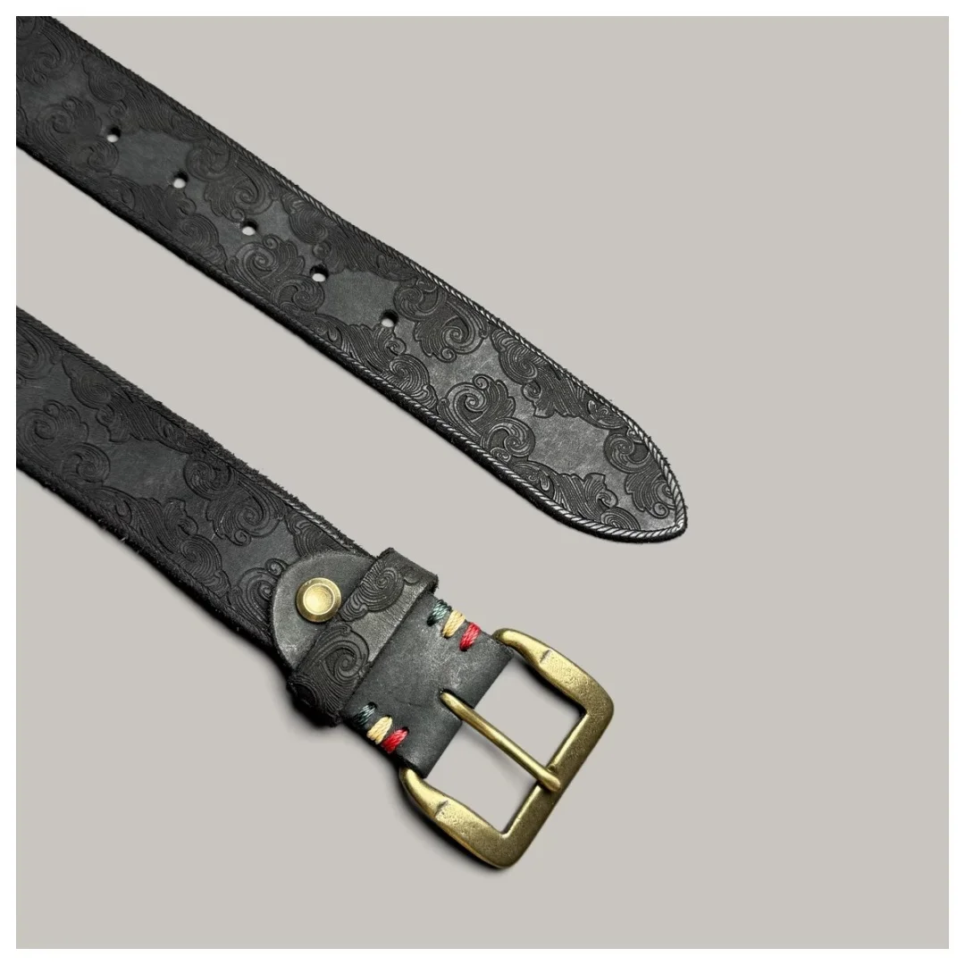 Genuine Leather Men's Belt Luxury Designer Strap Male Fashion Pure Copper Buckle Wild Classic Retro High Quality Jeans Soft Belt