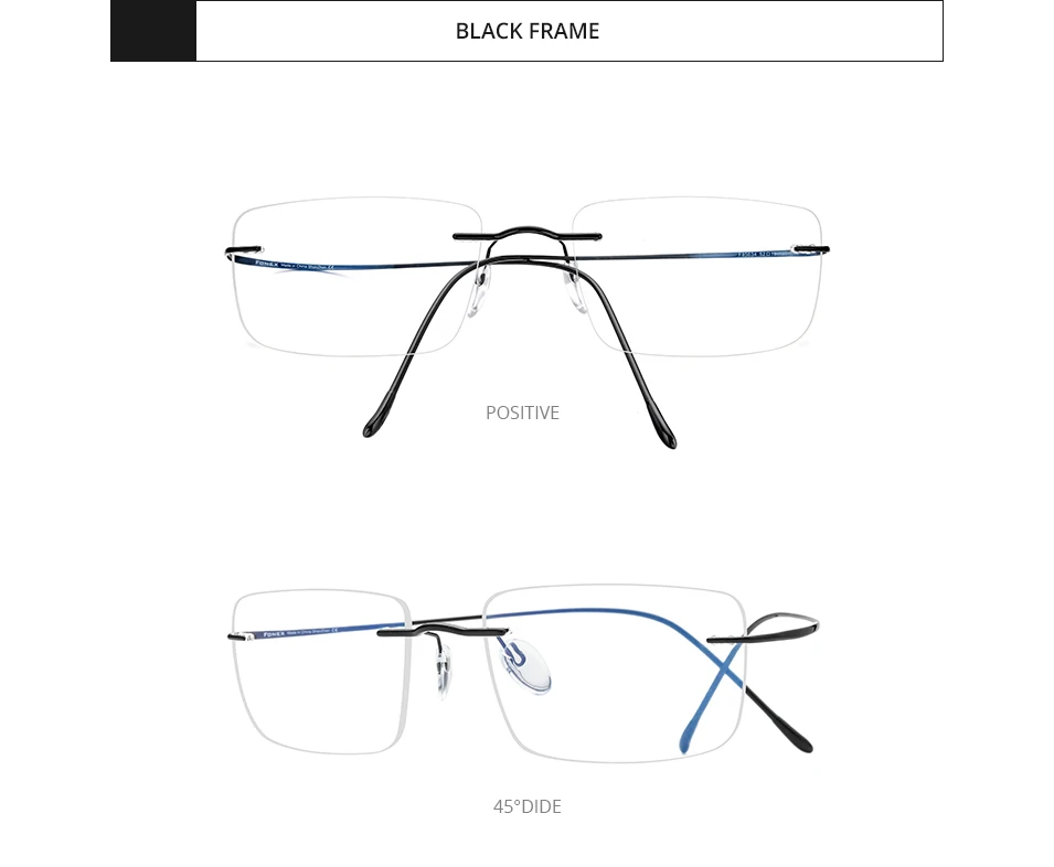 FONEX B Titanium Glasses Frame Men New Brand Design Rimless Square Eyeglasses Frameless Women Ultralight Japanese Eyewear 85634