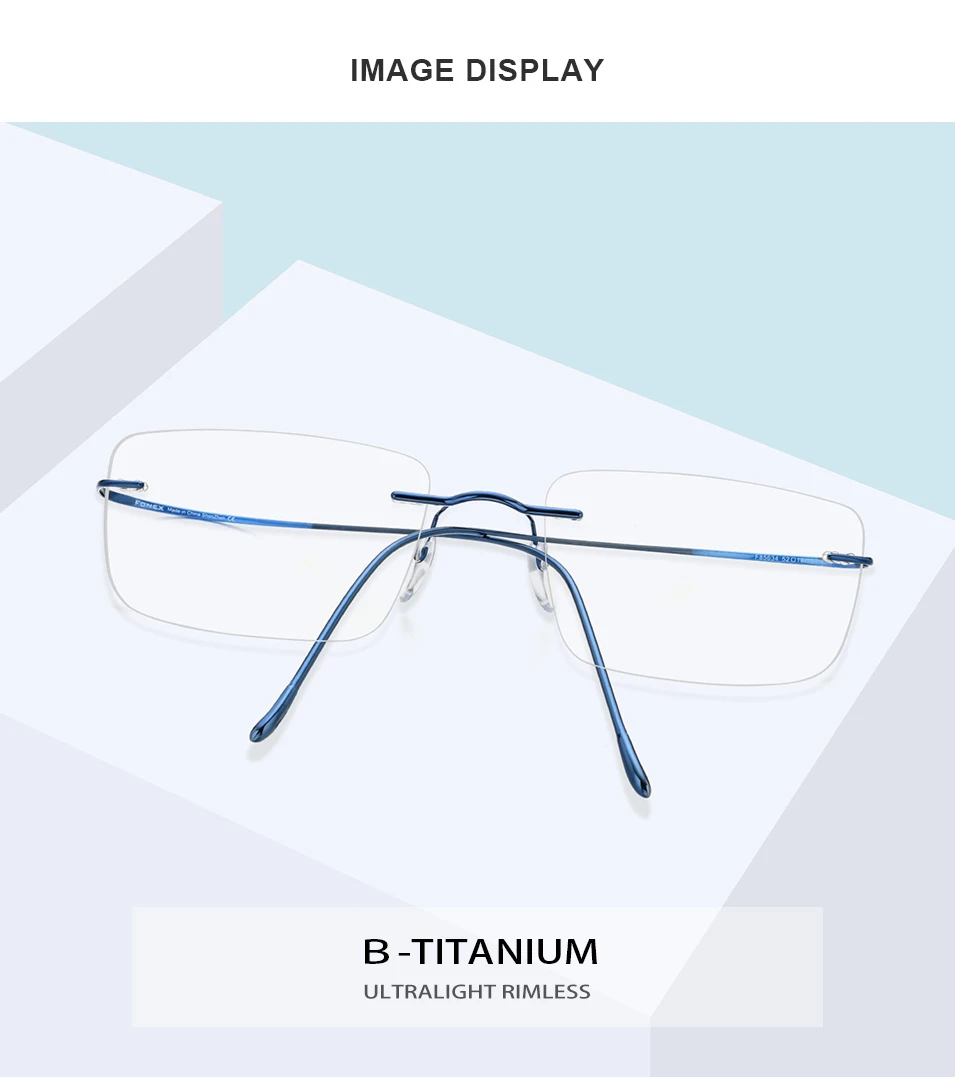 FONEX B Titanium Glasses Frame Men New Brand Design Rimless Square Eyeglasses Frameless Women Ultralight Japanese Eyewear 85634