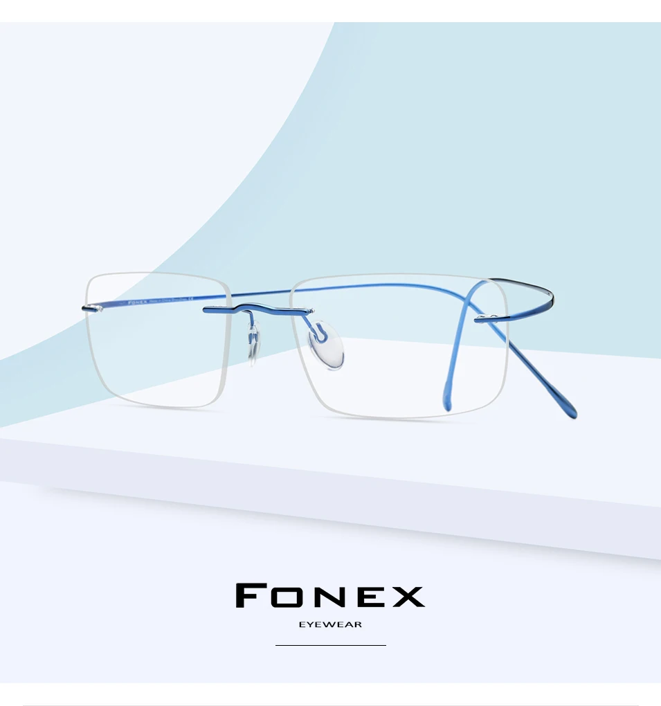 FONEX B Titanium Glasses Frame Men New Brand Design Rimless Square Eyeglasses Frameless Women Ultralight Japanese Eyewear 85634
