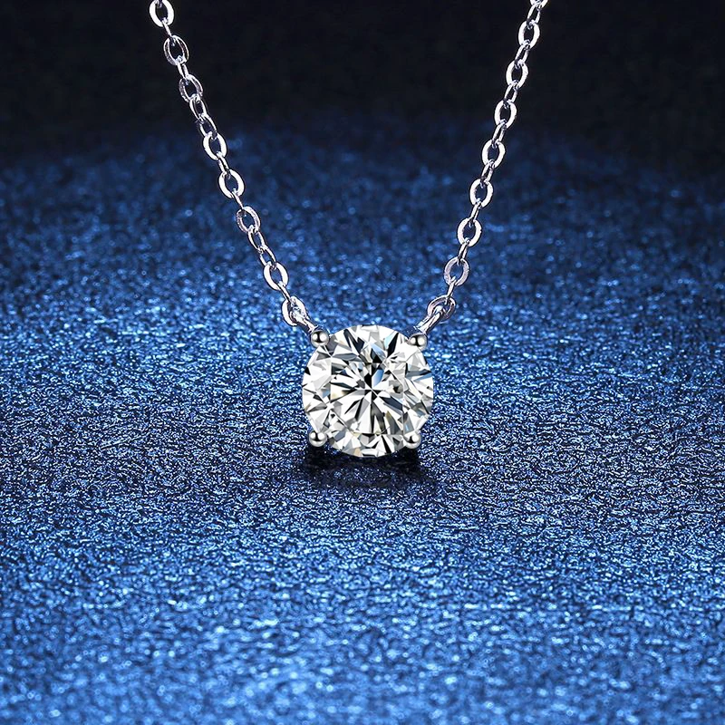 NeeTim 1ct 2ct 3ct 5ct D VVS1 Moissanite Necklace for Women Sterling Silver 925 with Yellow Rose Gold Plated Sparkling Pendant