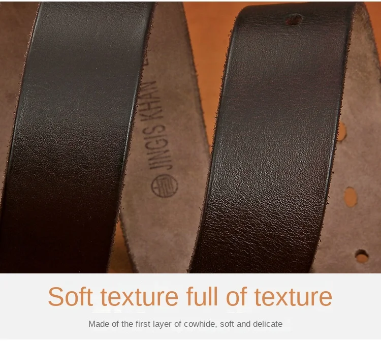 Belt men's genuine leather, genuine cowhide, handmade needle buckle, plant tanned top layer cowhidebelt, casual retro denim