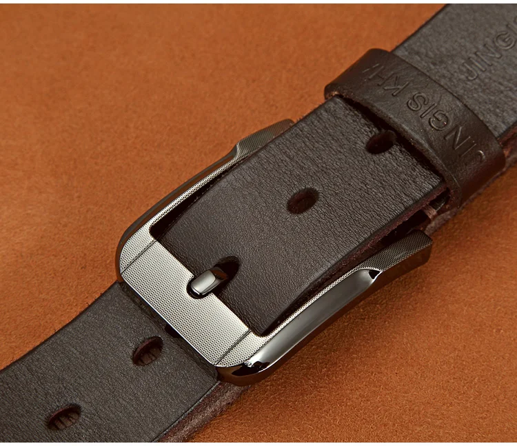 Belt men's genuine leather, genuine cowhide, handmade needle buckle, plant tanned top layer cowhidebelt, casual retro denim