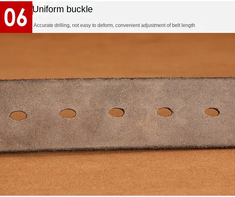Belt men's genuine leather, genuine cowhide, handmade needle buckle, plant tanned top layer cowhidebelt, casual retro denim