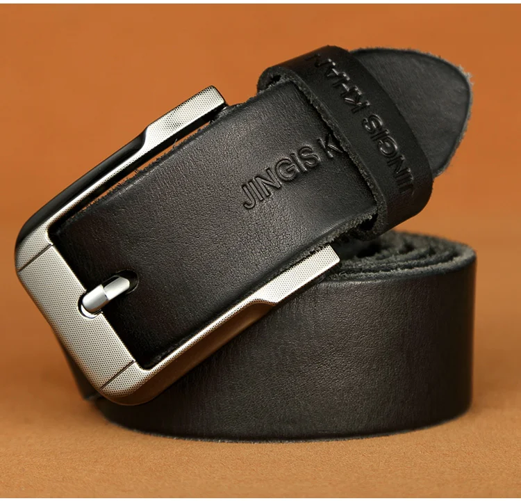Belt men's genuine leather, genuine cowhide, handmade needle buckle, plant tanned top layer cowhidebelt, casual retro denim