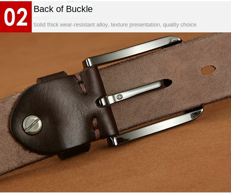 Belt men's genuine leather, genuine cowhide, handmade needle buckle, plant tanned top layer cowhidebelt, casual retro denim