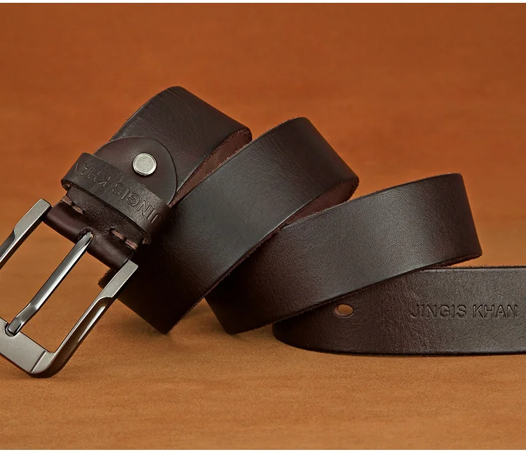 Belt men's genuine leather, genuine cowhide, handmade needle buckle, plant tanned top layer cowhidebelt, casual retro denim