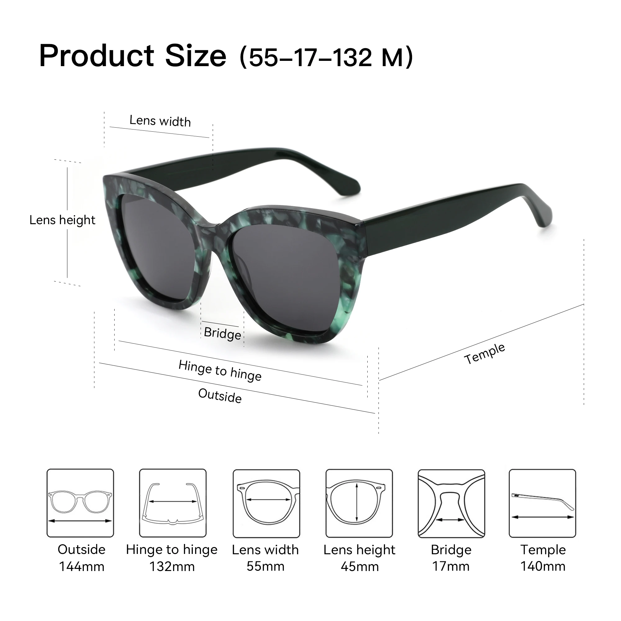 ZENOTTIC 2026 Butterfly Polarized Sunglasses Women's Thick Frame Shade UV400 Protective Acetate Sun Glasses Fashion Shopping