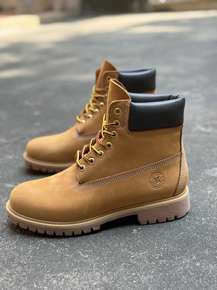 Men Fashion Outdoor Shoes Genuine Leather Yellow Boots 2025 Male Casual Waterproof Boots