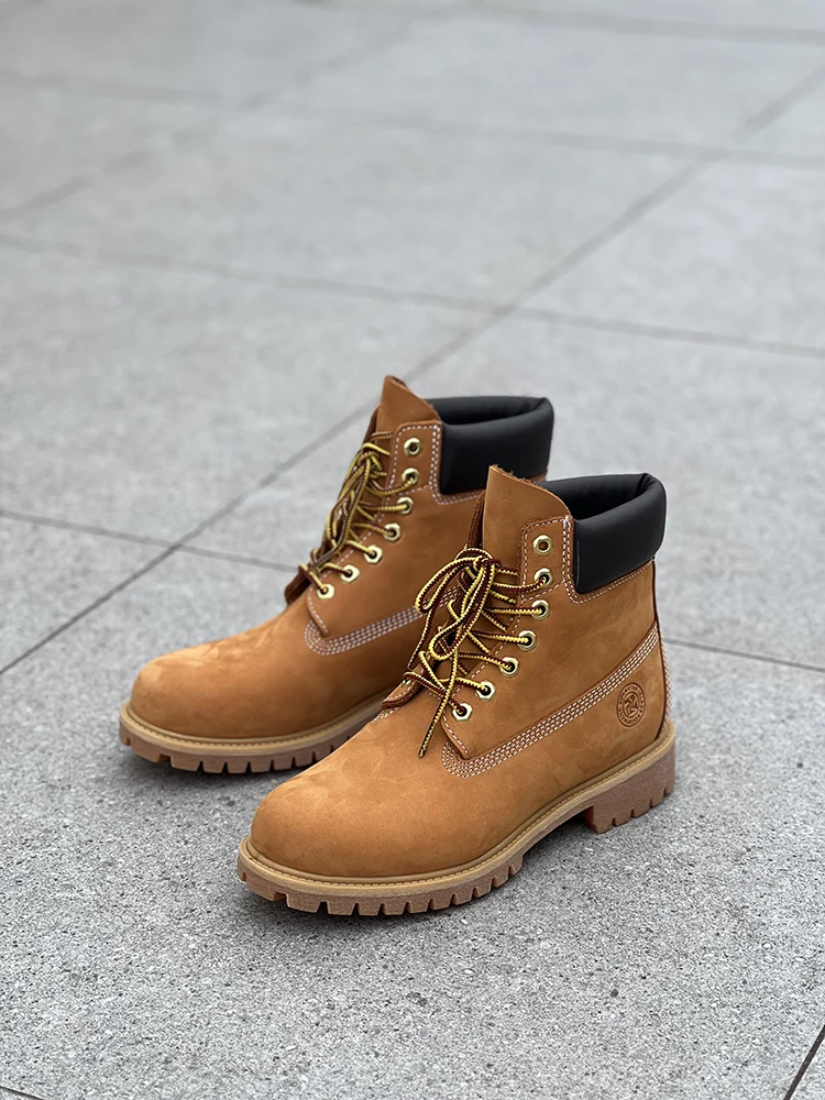 Men Fashion Outdoor Shoes Genuine Leather Yellow Boots 2025 Male Casual Waterproof Boots
