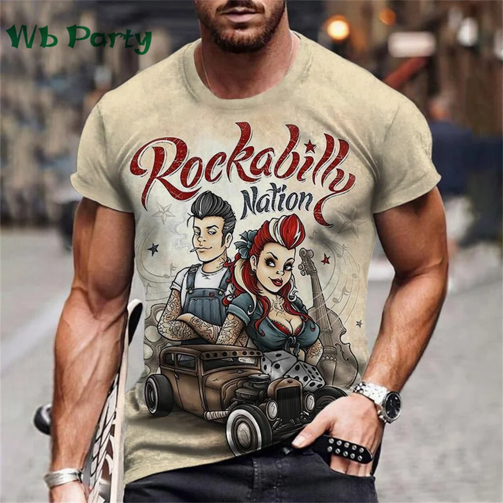 Vintage Men's T-shirt Route 66 Biker Print T-shirts for Man Gym Clothing Short Sleeve Tee Men T-shirts Mens Clothing O-Neck Tops