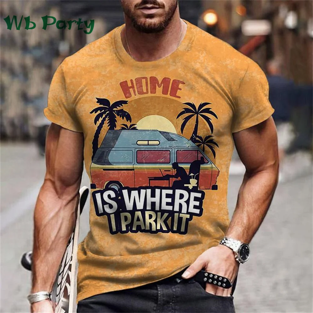 Vintage Men's T-shirt Route 66 Biker Print T-shirts for Man Gym Clothing Short Sleeve Tee Men T-shirts Mens Clothing O-Neck Tops