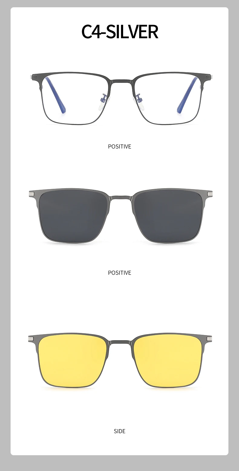 CLLOIO Metal Alloy 3 In 1 Magnet Clip Optical Myopia Glasses For Men Polarized Sunglasses Hyperopia Prescription Reading Glasses