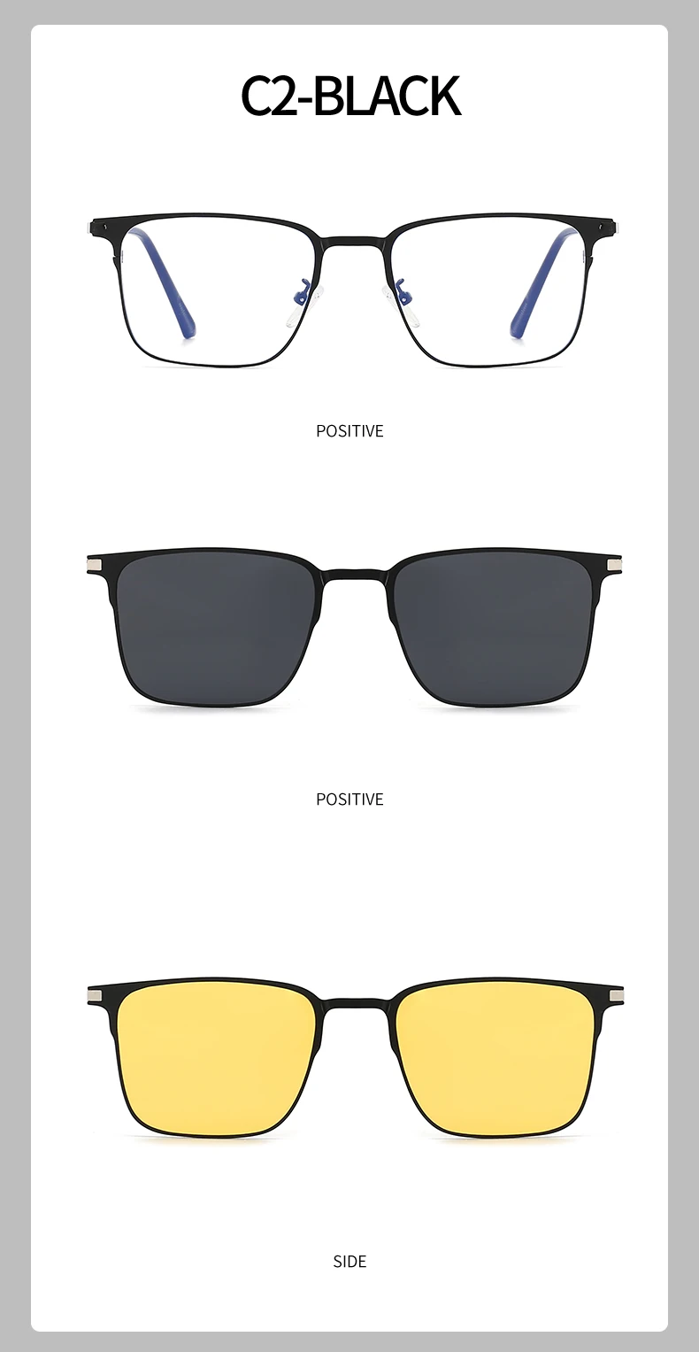 CLLOIO Metal Alloy 3 In 1 Magnet Clip Optical Myopia Glasses For Men Polarized Sunglasses Hyperopia Prescription Reading Glasses