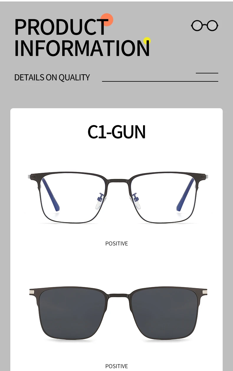 CLLOIO Metal Alloy 3 In 1 Magnet Clip Optical Myopia Glasses For Men Polarized Sunglasses Hyperopia Prescription Reading Glasses