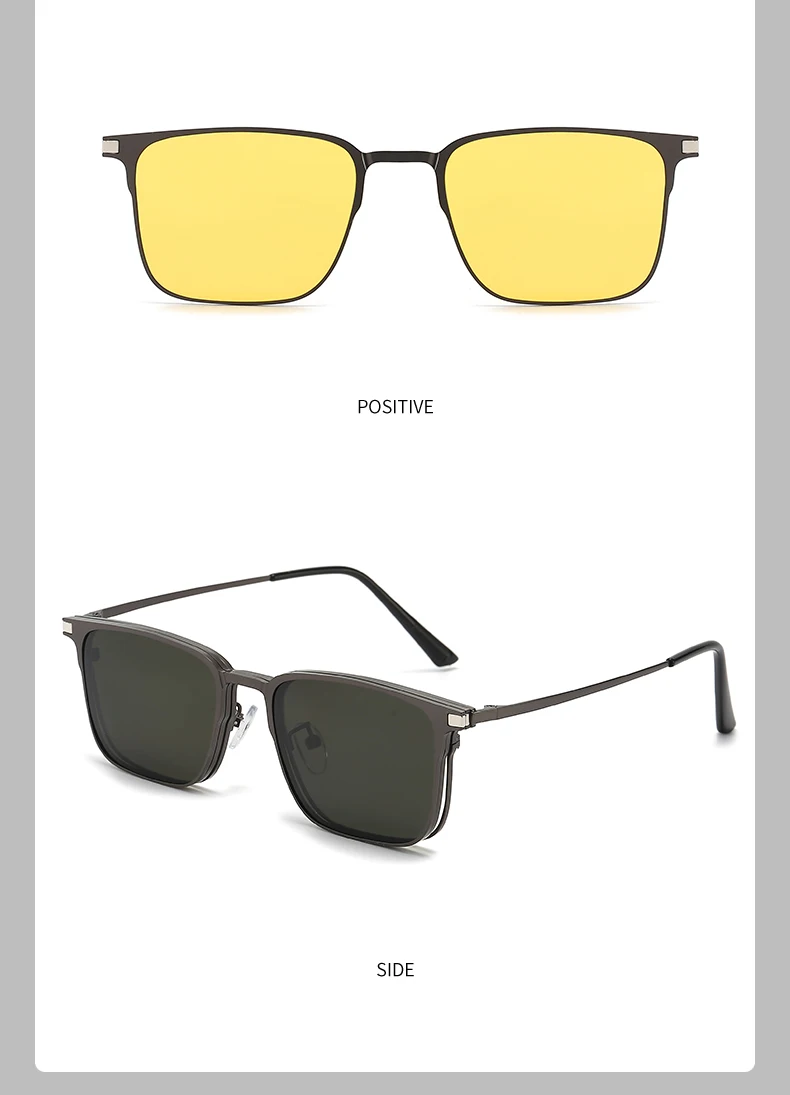 CLLOIO Metal Alloy 3 In 1 Magnet Clip Optical Myopia Glasses For Men Polarized Sunglasses Hyperopia Prescription Reading Glasses