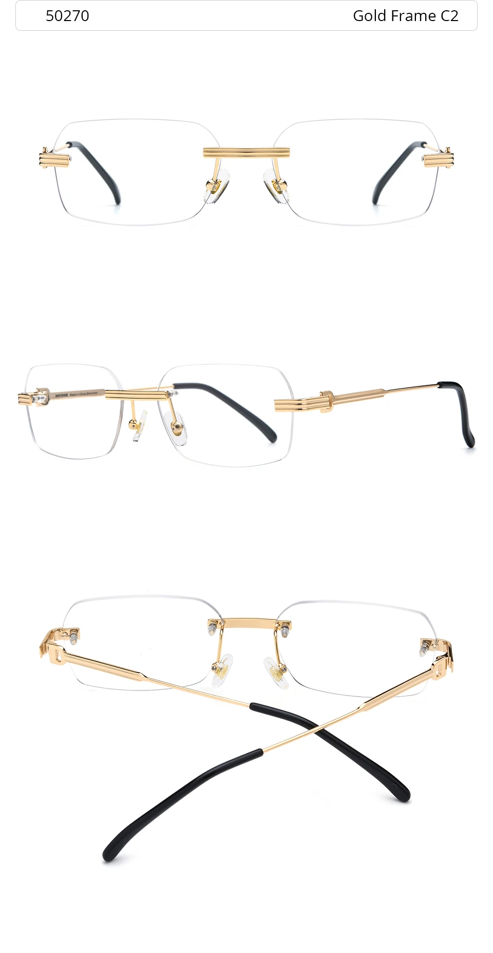 HEPIDEM Alloy Glasses Frame Men Luxury Famous Brand Design Retro Vintage Square Eyeglasses Rimless Spectacles Frameless Eyewear