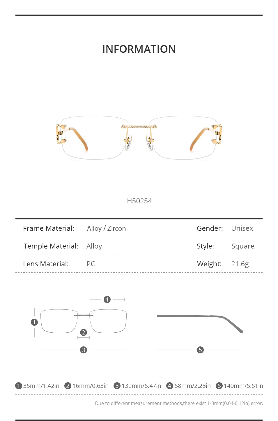 HEPIDEM Alloy Glasses Frame Men Luxury Famous Brand Design Retro Vintage Square Eyeglasses Rimless Spectacles Frameless Eyewear