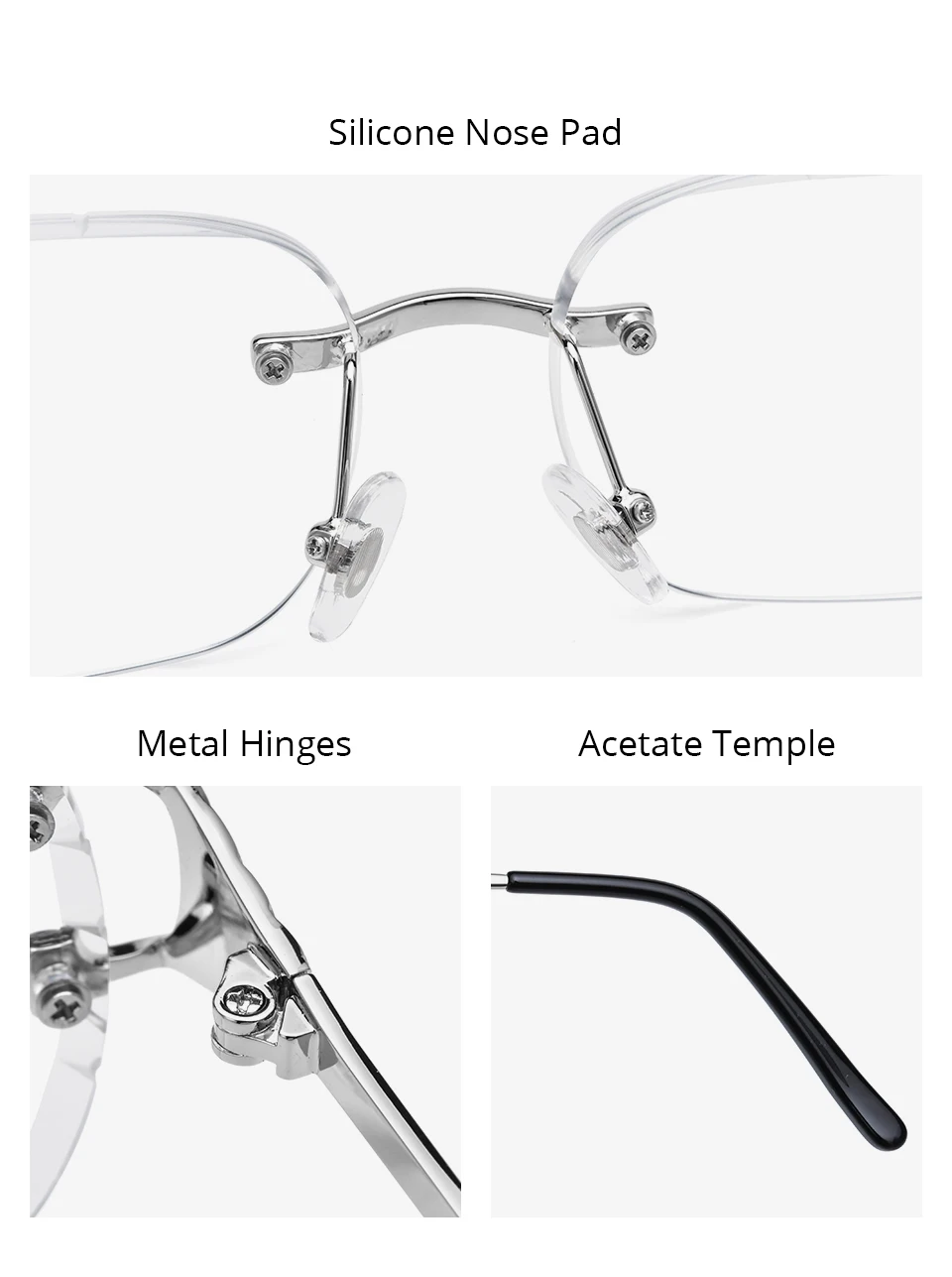 HEPIDEM Alloy Glasses Frame Men Luxury Famous Brand Design Retro Vintage Square Eyeglasses Rimless Spectacles Frameless Eyewear