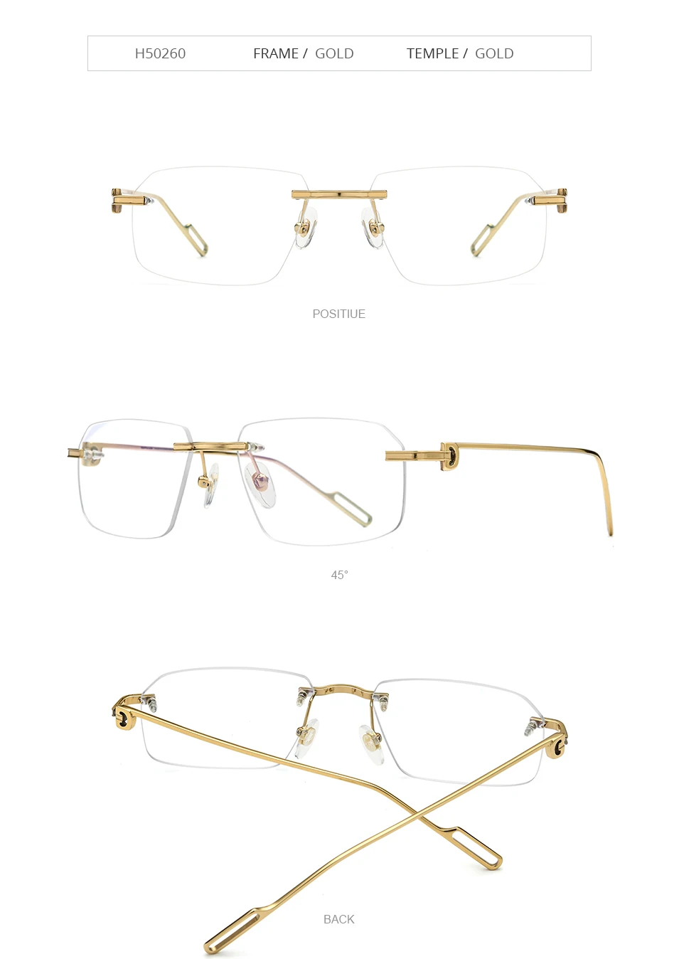 HEPIDEM Alloy Glasses Frame Men Luxury Famous Brand Design Retro Vintage Square Eyeglasses Rimless Spectacles Frameless Eyewear