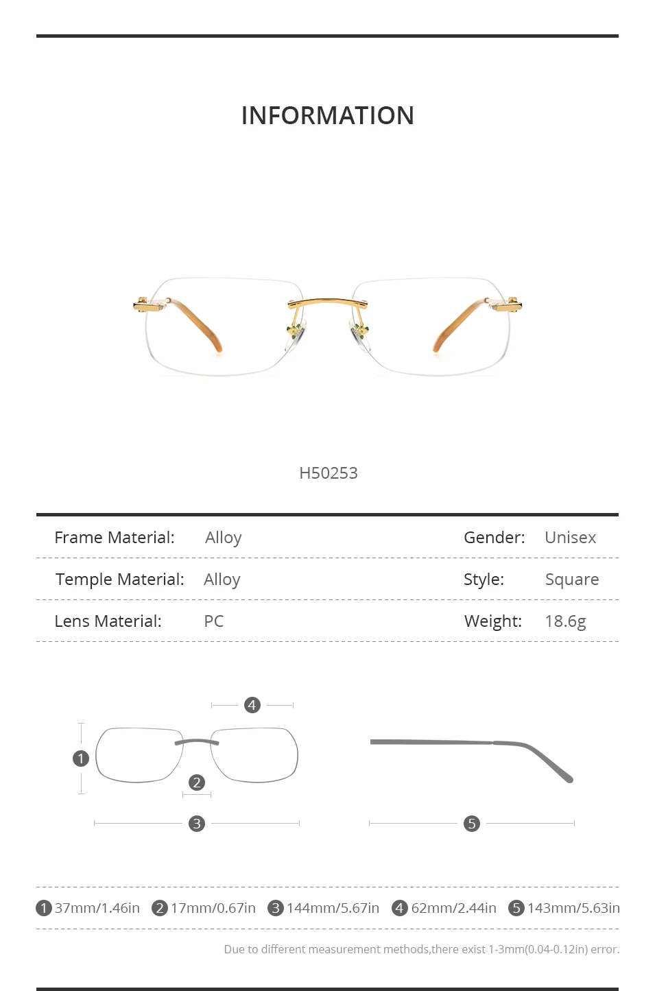 HEPIDEM Alloy Glasses Frame Men Luxury Famous Brand Design Retro Vintage Square Eyeglasses Rimless Spectacles Frameless Eyewear