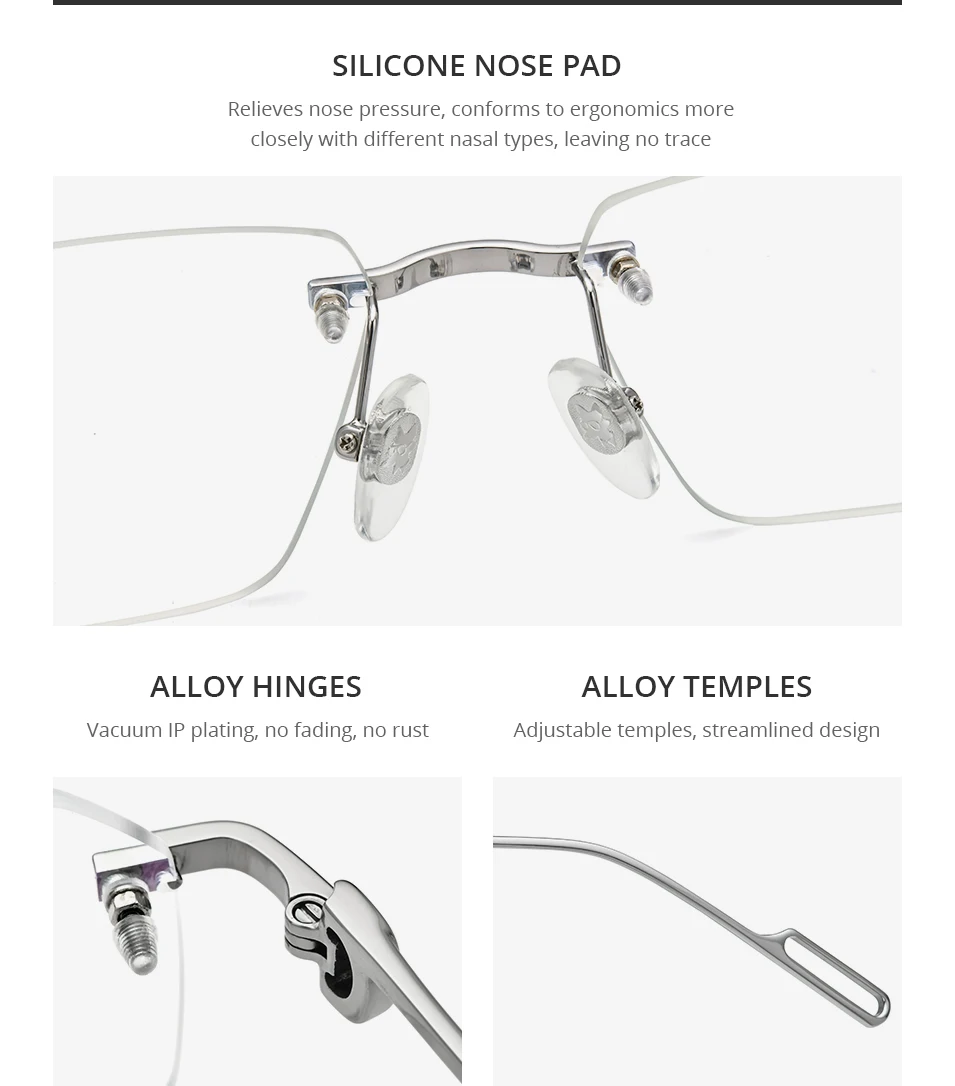 HEPIDEM Alloy Glasses Frame Men Luxury Famous Brand Design Retro Vintage Square Eyeglasses Rimless Spectacles Frameless Eyewear