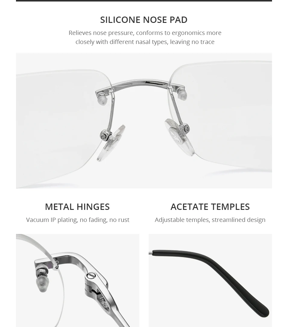 HEPIDEM Alloy Glasses Frame Men Luxury Famous Brand Design Retro Vintage Square Eyeglasses Rimless Spectacles Frameless Eyewear