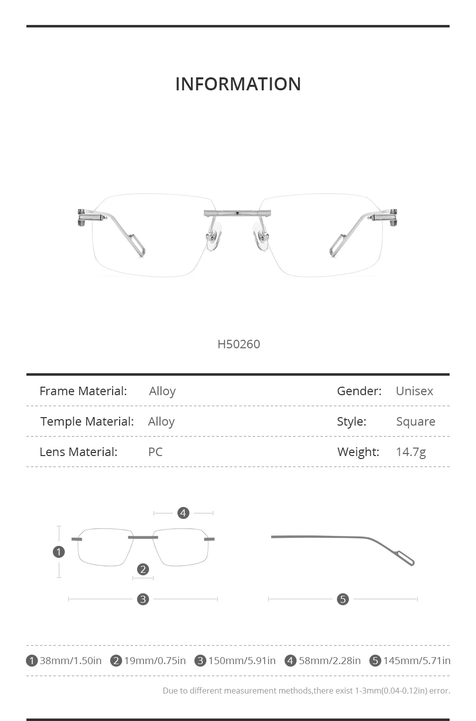 HEPIDEM Alloy Glasses Frame Men Luxury Famous Brand Design Retro Vintage Square Eyeglasses Rimless Spectacles Frameless Eyewear