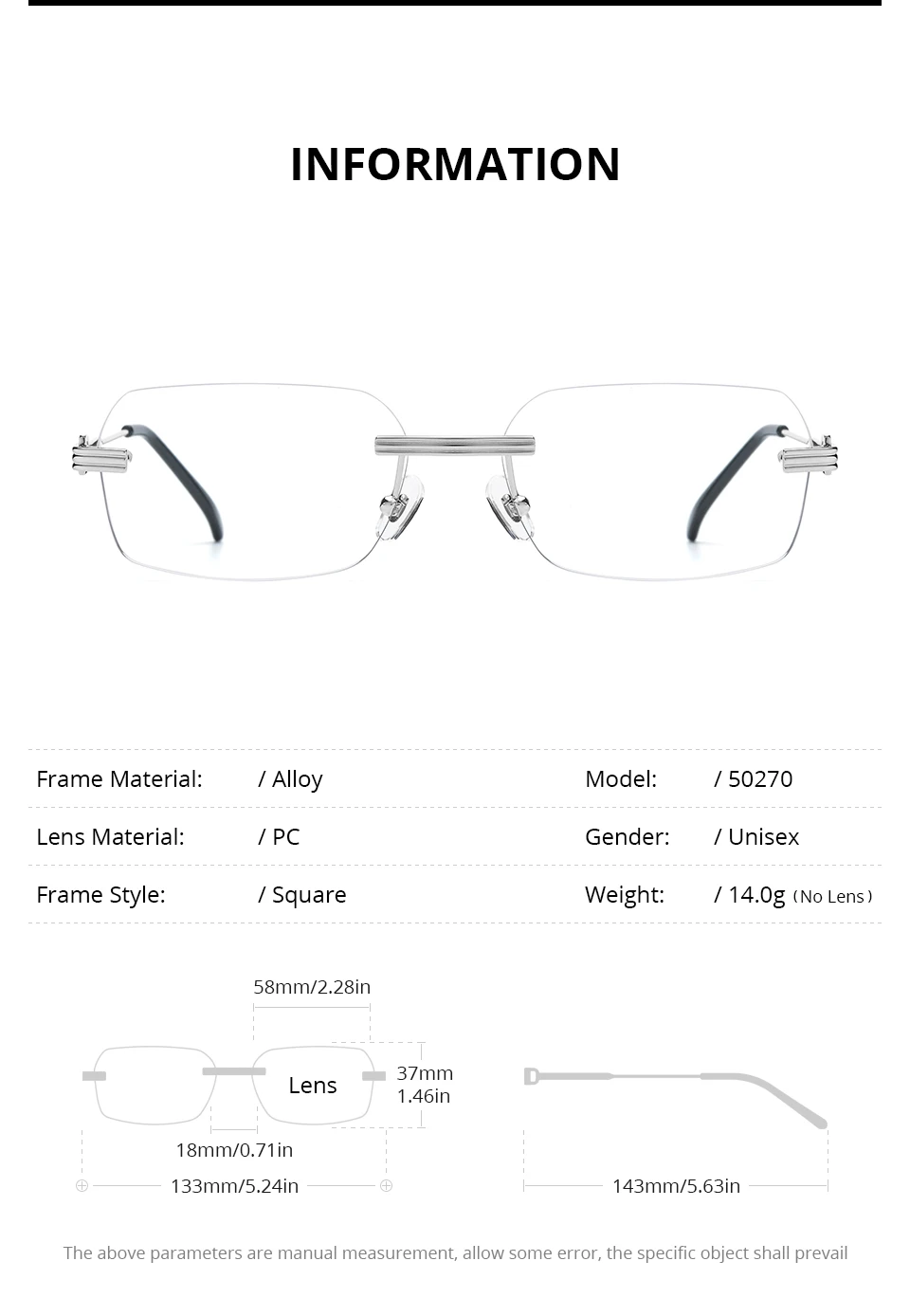 HEPIDEM Alloy Glasses Frame Men Luxury Famous Brand Design Retro Vintage Square Eyeglasses Rimless Spectacles Frameless Eyewear