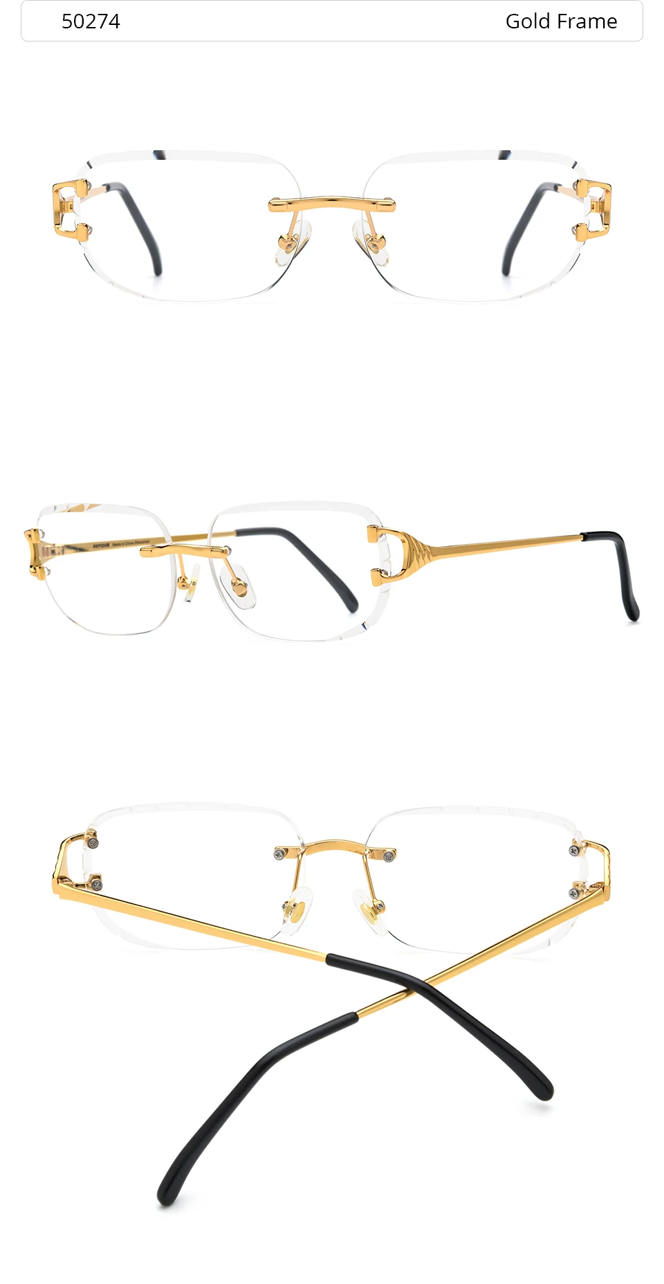 HEPIDEM Alloy Glasses Frame Men Luxury Famous Brand Design Retro Vintage Square Eyeglasses Rimless Spectacles Frameless Eyewear