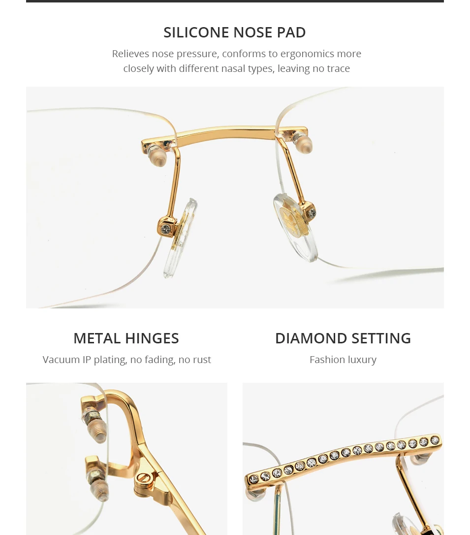 HEPIDEM Alloy Glasses Frame Men Luxury Famous Brand Design Retro Vintage Square Eyeglasses Rimless Spectacles Frameless Eyewear