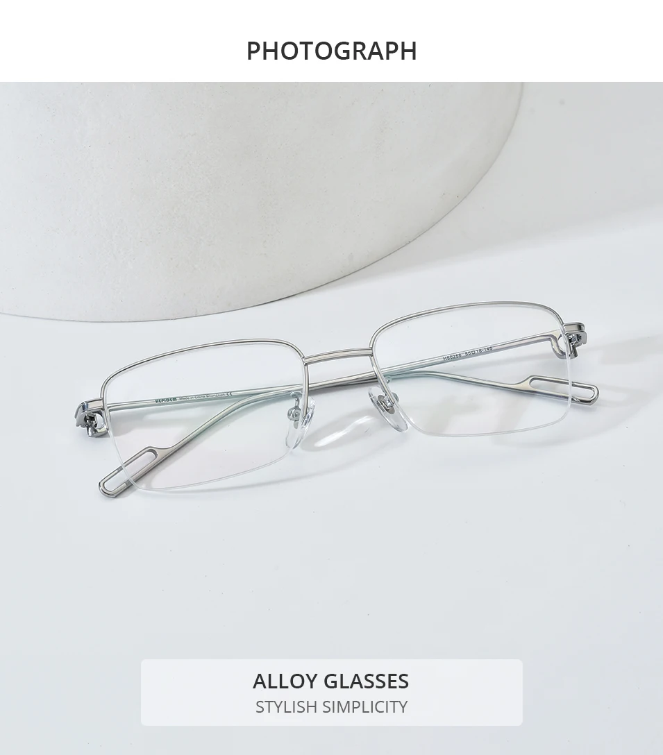 HEPIDEM Alloy Glasses Frame Men Luxury Famous Brand Design Retro Vintage Square Eyeglasses Rimless Spectacles Frameless Eyewear