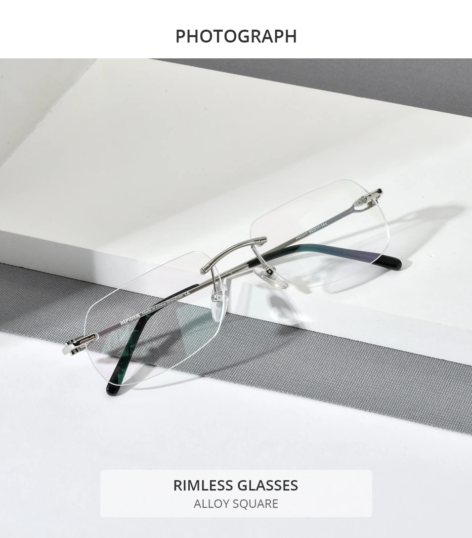 HEPIDEM Alloy Glasses Frame Men Luxury Famous Brand Design Retro Vintage Square Eyeglasses Rimless Spectacles Frameless Eyewear
