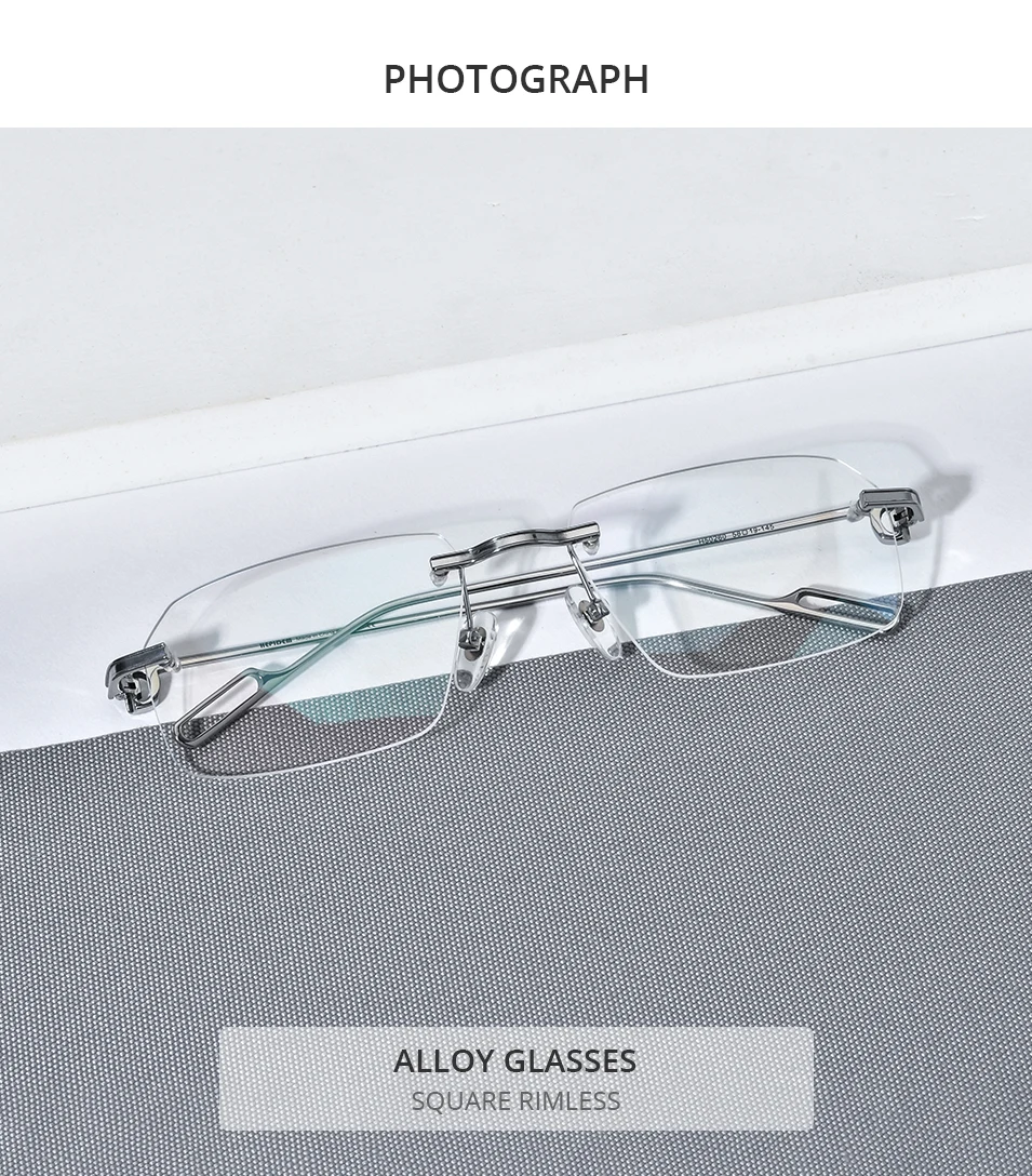 HEPIDEM Alloy Glasses Frame Men Luxury Famous Brand Design Retro Vintage Square Eyeglasses Rimless Spectacles Frameless Eyewear