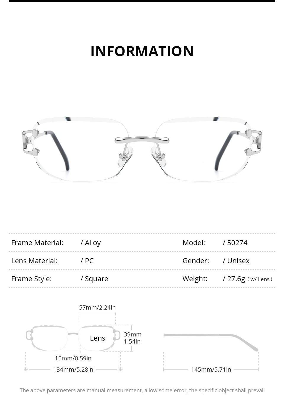 HEPIDEM Alloy Glasses Frame Men Luxury Famous Brand Design Retro Vintage Square Eyeglasses Rimless Spectacles Frameless Eyewear