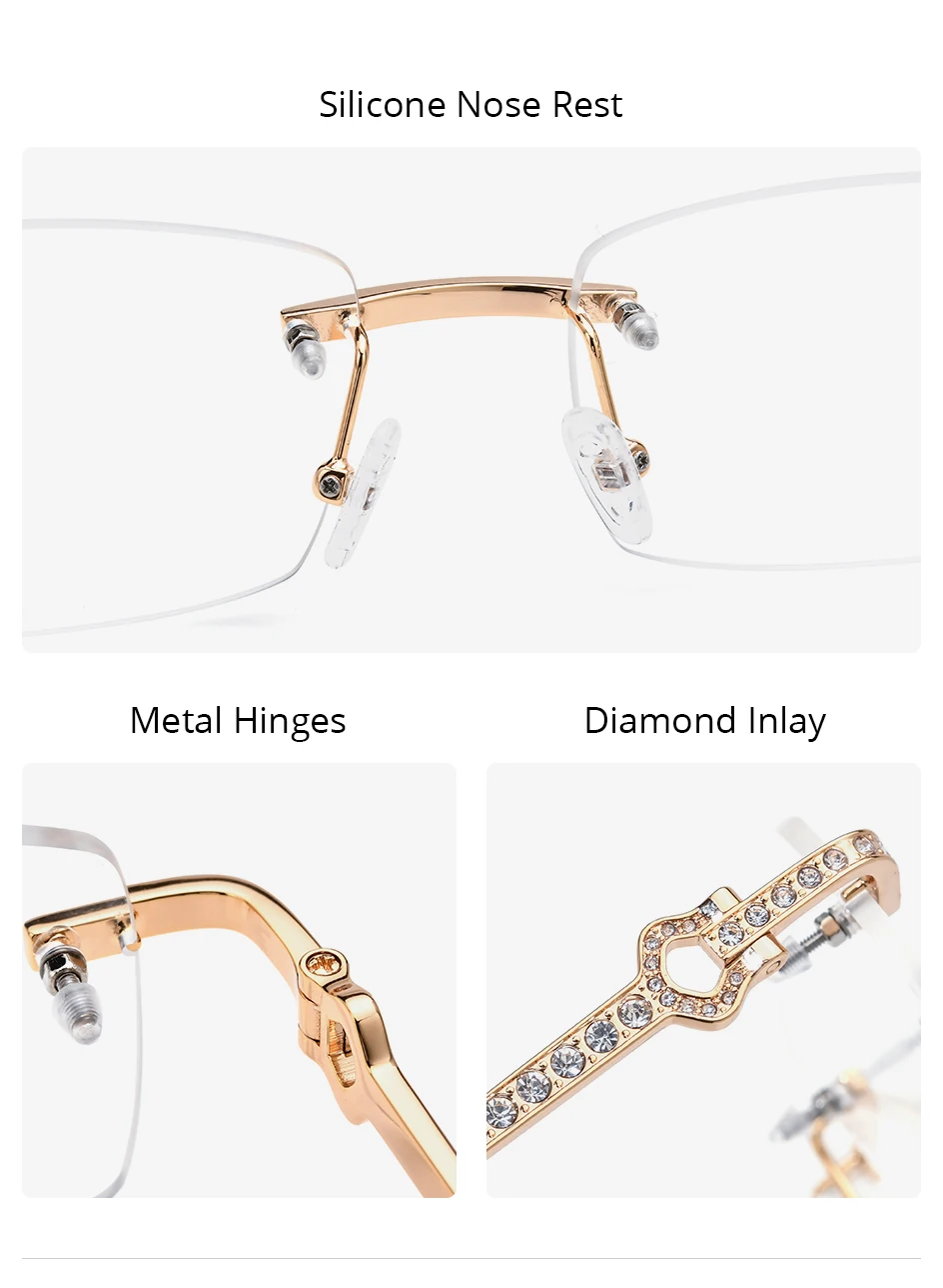 HEPIDEM Alloy Glasses Frame Men Luxury Famous Brand Design Retro Vintage Square Eyeglasses Rimless Spectacles Frameless Eyewear